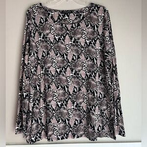Mario Serrani Black and Pink Geometric Long Sleeve Top